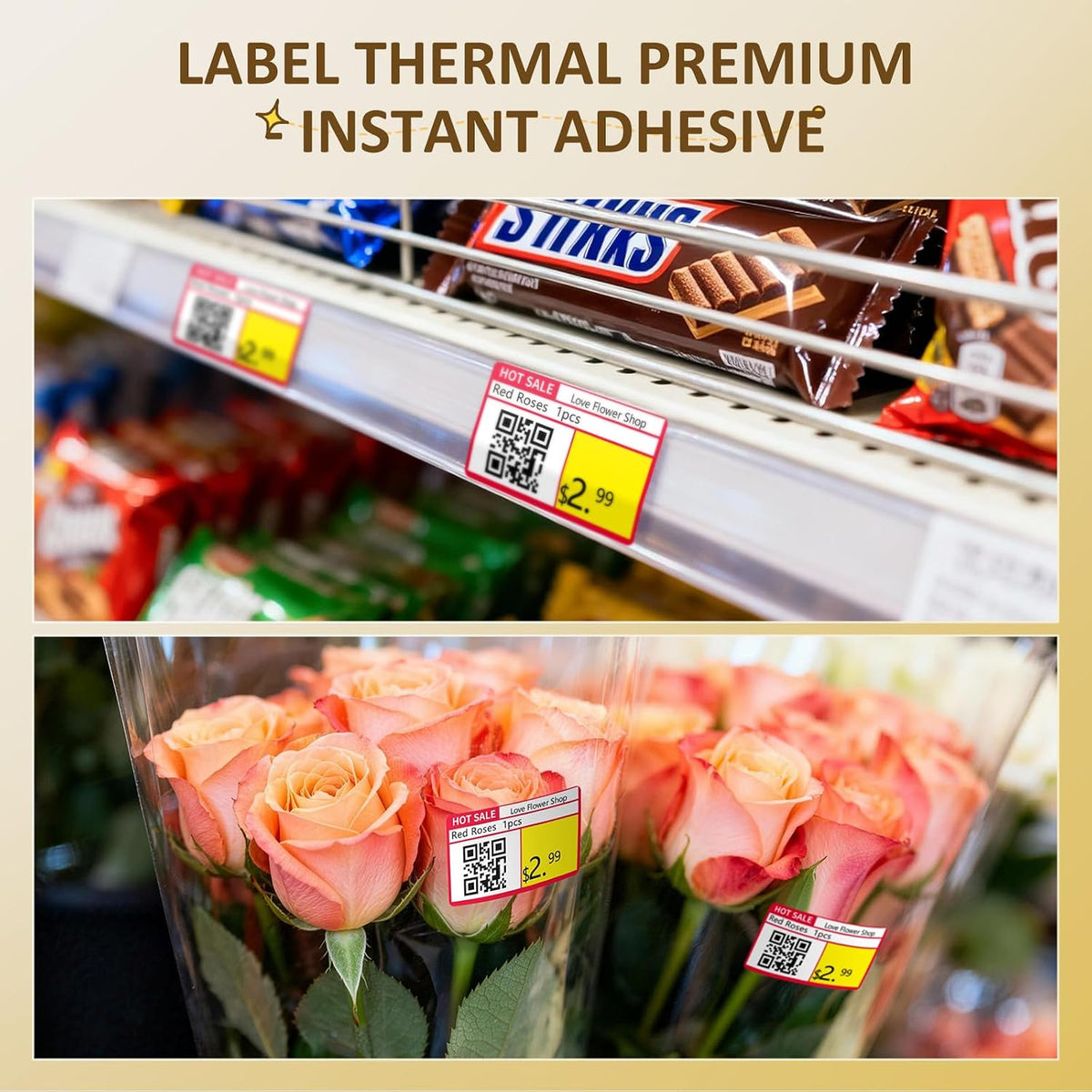 50x30mm (1.96"x1.18") Thermal Labels 1 Roll White Shelf Price