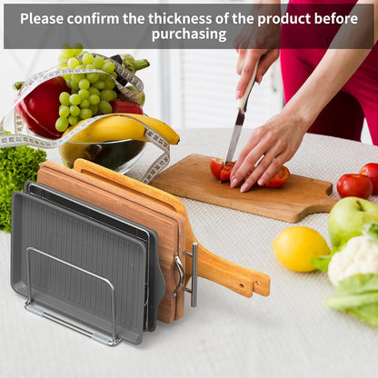 Cutting Board Holder Stand, Chopping Board Organizer Rack with 304 Stainless Steel, Cookie Sheet Storage Organizer, 1.0 & 1.2 Inch Wide Slots