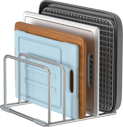 Cutting Board Holder Stand, Chopping Board Organizer Rack with 304 Stainless Steel, Cookie Sheet Storage Organizer, 1.0 & 1.2 Inch Wide Slots