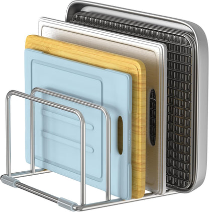 Cutting Board Holder Stand, Chopping Board Organizer Rack with 304 Stainless Steel, Cookie Sheet Storage Organizer, 1.0 & 1.2 Inch Wide Slots