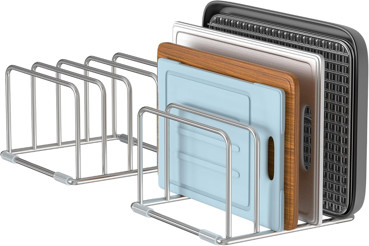 Cutting Board Holder Stand, Chopping Board Organizer Rack with 304 Stainless Steel, Cookie Sheet Storage Organizer, 1.0 & 1.2 Inch Wide Slots