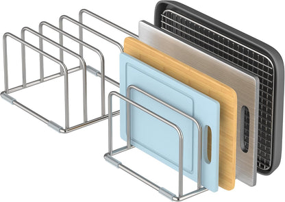 Cutting Board Holder Stand, Chopping Board Organizer Rack with 304 Stainless Steel, Cookie Sheet Storage Organizer, 1.0 & 1.2 Inch Wide Slots