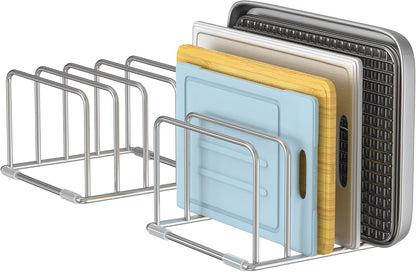 Cutting Board Holder Stand, Chopping Board Organizer Rack with 304 Stainless Steel, Cookie Sheet Storage Organizer, 1.0 & 1.2 Inch Wide Slots