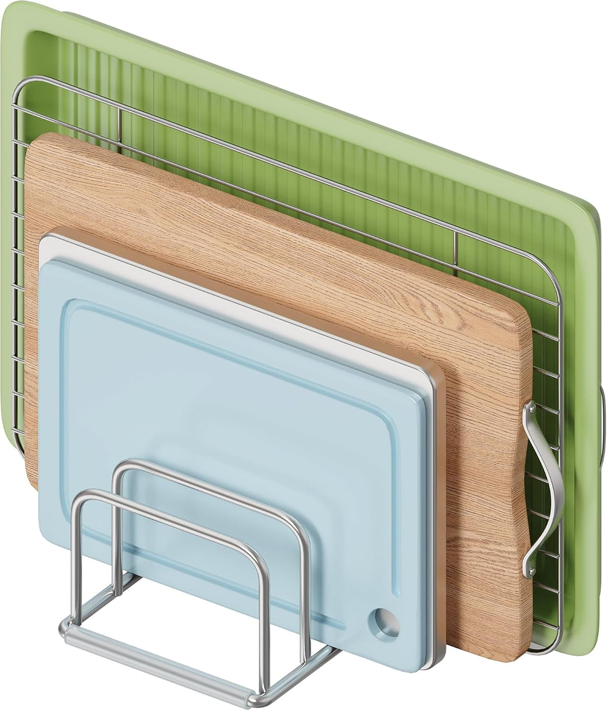 Cutting Board Holder Stand, Chopping Board Organizer Rack with 304 Stainless Steel, Cookie Sheet Storage Organizer, 1.0 & 1.2 Inch Wide Slots