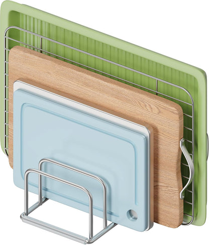 Cutting Board Holder Stand, Chopping Board Organizer Rack with 304 Stainless Steel, Cookie Sheet Storage Organizer, 1.0 & 1.2 Inch Wide Slots