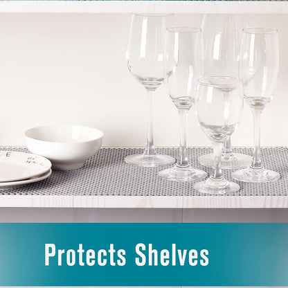 Shelf Liner, Non-Adhesive Roll Drawer Liners 12 Inches x 20 Feet, Non Slip Grip Durable Strong Clean, Shelving Liner for Kitchen cabinets,Storage, Desks, Kitchenware, Tableware, Light Gray