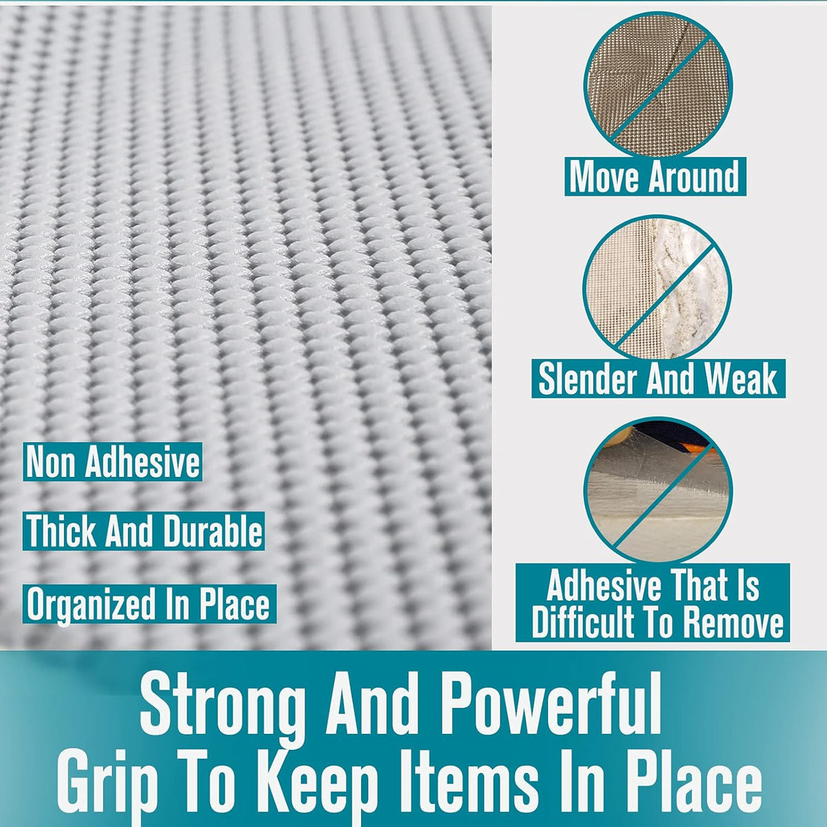 Shelf Liner, Non-Adhesive Roll Drawer Liners 12 Inches x 20 Feet, Non Slip Grip Durable Strong Clean, Shelving Liner for Kitchen cabinets,Storage, Desks, Kitchenware, Tableware, Light Gray