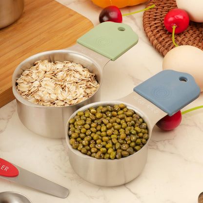 16 Pcs Magnetic Measuring Cups and Spoons Set,Stackable Metal Measure Cup for Measuring Dry and Liquid Ingredients,Kitchen Dry Food, Cooking Baking Measurements,Silvery