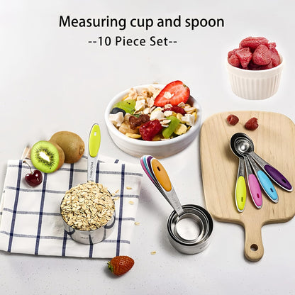 16 Pcs Magnetic Measuring Cups and Spoons Set,Stackable Metal Measure Cup for Measuring Dry and Liquid Ingredients,Kitchen Dry Food, Cooking Baking Measurements,Silvery