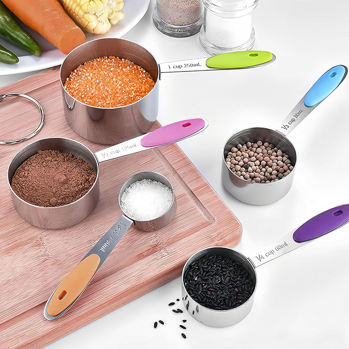 16 Pcs Magnetic Measuring Cups and Spoons Set,Stackable Metal Measure Cup for Measuring Dry and Liquid Ingredients,Kitchen Dry Food, Cooking Baking Measurements,Silvery