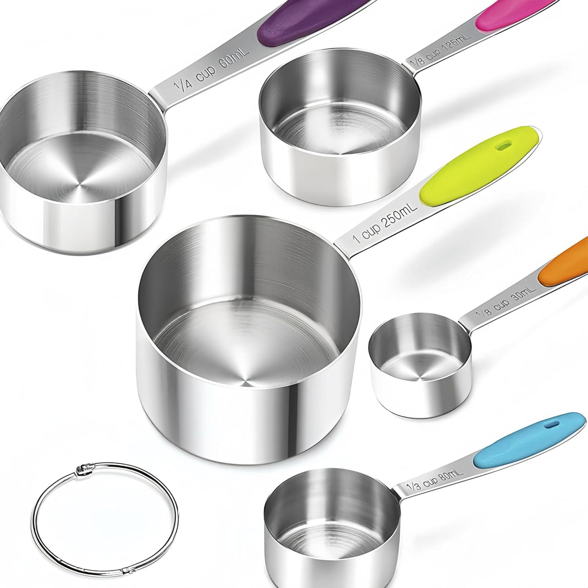 16 Pcs Magnetic Measuring Cups and Spoons Set,Stackable Metal Measure Cup for Measuring Dry and Liquid Ingredients,Kitchen Dry Food, Cooking Baking Measurements,Silvery