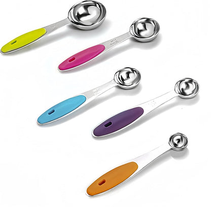 16 Pcs Magnetic Measuring Cups and Spoons Set,Stackable Metal Measure Cup for Measuring Dry and Liquid Ingredients,Kitchen Dry Food, Cooking Baking Measurements,Silvery