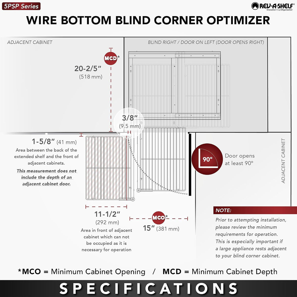 Chrome Two-Tier Wire Bottom Pullout Organizer with Soft-Close for Blind Corner Base Kitchen Cabinets, Adjustable 4-Basket Storage System, Min Opening Width of 15", 5PSP-15SC-CR