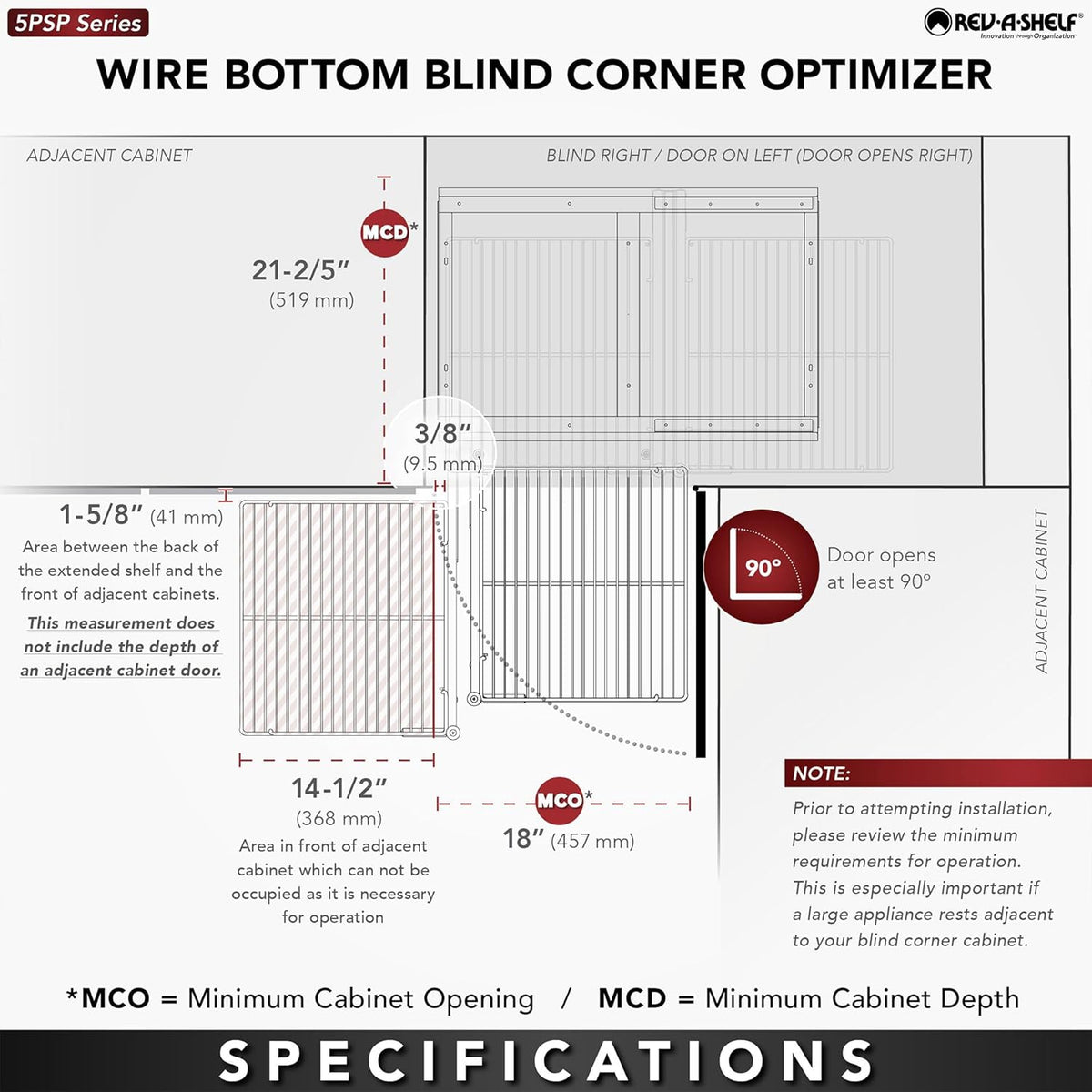 Chrome Two-Tier Wire Bottom Pullout Organizer with Soft-Close for Blind Corner Base Kitchen Cabinets, Adjustable 4-Basket Storage System, Min Opening Width of 15", 5PSP-15SC-CR