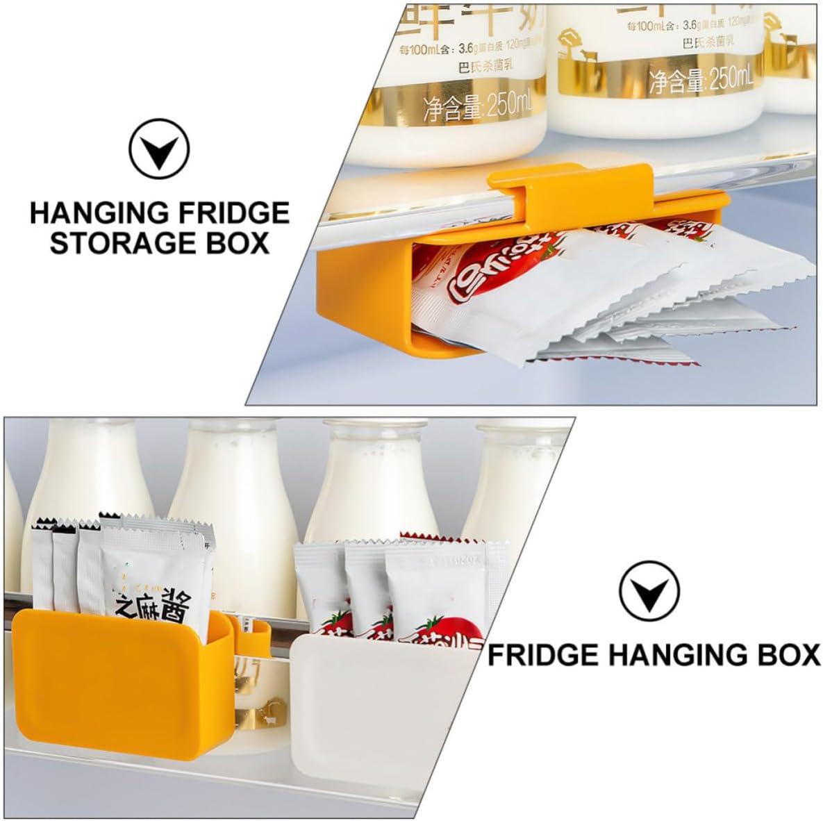 4pcs Refrigerator Side Door Hanging Storage Boxes Made of Sturdy Abs Material, Easy to Install and Remove, for Organizing Sauce Packets and Small Items in Your Fridge
