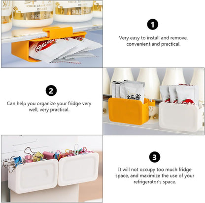 4pcs Refrigerator Side Door Hanging Storage Boxes Made of Sturdy Abs Material, Easy to Install and Remove, for Organizing Sauce Packets and Small Items in Your Fridge