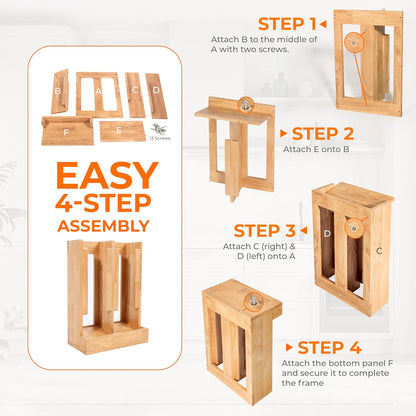 Wooden Can Organizer for Pantry, Solid Wood Canned Food Rack, Holds Standard 14.2 oz Cans, Space-Saving Kitchen Storage for Cabinets & Countertops (Brown)