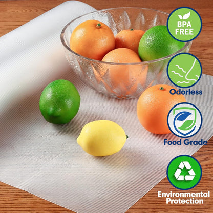 Shelf Liner, Drawer Liner, 12 x 120 Inches Cabinet Liner for Kitchen Cabinets Non-Adhesive Shelf Liners, Waterproof Shelf Paper with Non-Slip, Durable Liners, Clear