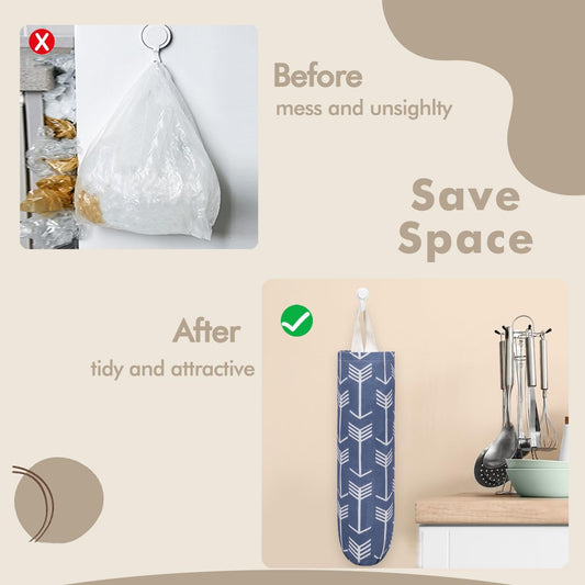 TOGETRUE Plastic Bag Holder, Large Wall Mount Trash Bag Storage Dispenser for Home, Kitchen, Travelling (Green)