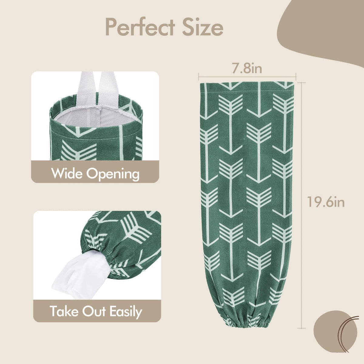 TOGETRUE Plastic Bag Holder, Large Wall Mount Trash Bag Storage Dispenser for Home, Kitchen, Travelling (Green)