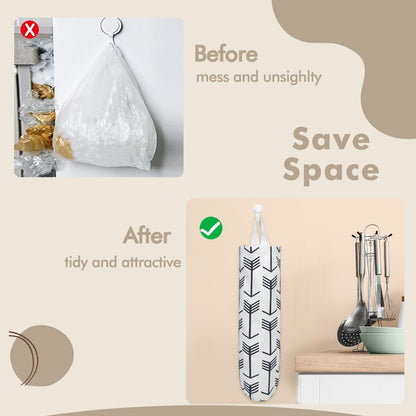 TOGETRUE Plastic Bag Holder, Large Wall Mount Trash Bag Storage Dispenser for Home, Kitchen, Travelling (Green)