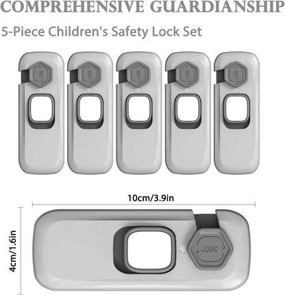 5 Pack Child Proof Refrigerator Lock, Baby Proofing Cabinet Locks, Oven Lock Child Safety, Fridge Lock, for Fridge, Drawers, Dishwasher, Oven, Cupboard, Closet, Adhesive, No Tools Need(Grey)