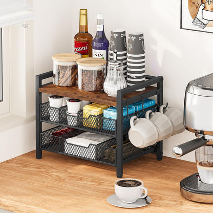 Tea Bag Organizer, Tea Organizers and Storage with 2 Drawers