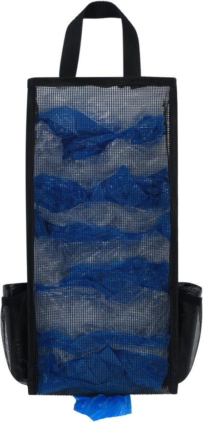 Plastic Bag Holder, Large Capacity Grocery Bag Holder, Breathable Mesh Plastic Bag Holders for Grocery Bags Storage, Lightweight Trash Bag Holder Dispenser Organizer, Black