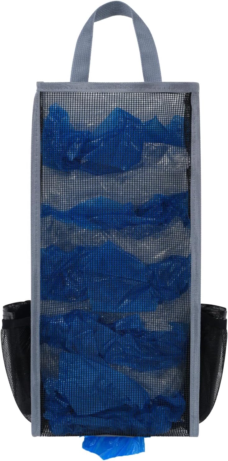 Plastic Bag Holder, Large Capacity Grocery Bag Holder, Breathable Mesh Plastic Bag Holders for Grocery Bags Storage, Lightweight Trash Bag Holder Dispenser Organizer, Black