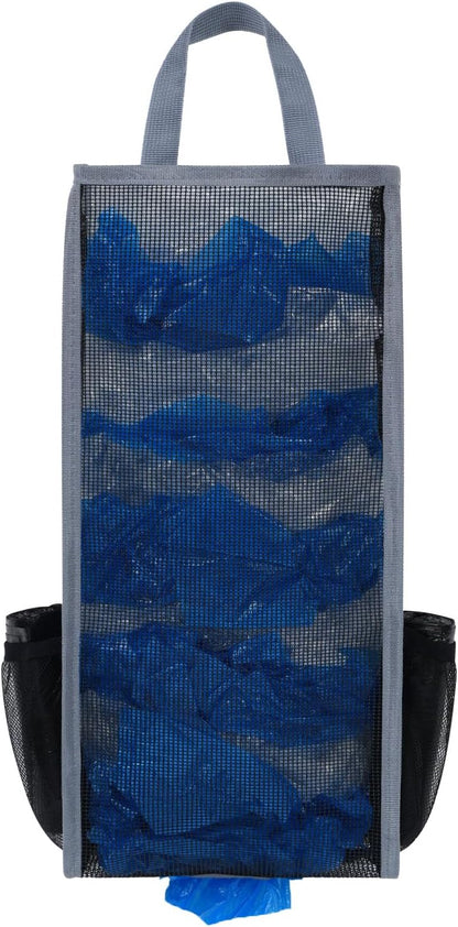 Plastic Bag Holder, Large Capacity Grocery Bag Holder, Breathable Mesh Plastic Bag Holders for Grocery Bags Storage, Lightweight Trash Bag Holder Dispenser Organizer, Black