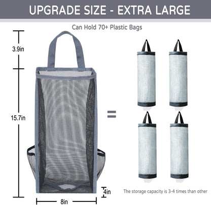Plastic Bag Holder, Large Capacity Grocery Bag Holder, Breathable Mesh Plastic Bag Holders for Grocery Bags Storage, Lightweight Trash Bag Holder Dispenser Organizer, Black