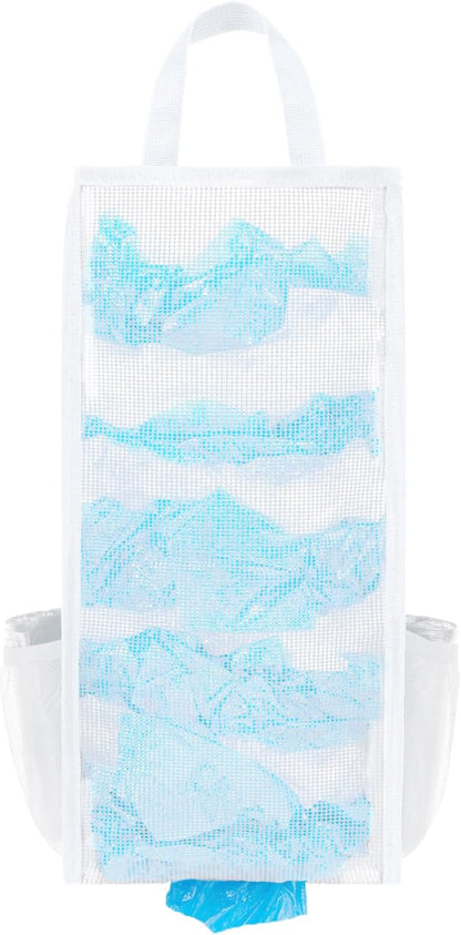 Plastic Bag Holder, Large Capacity Grocery Bag Holder, Breathable Mesh Plastic Bag Holders for Grocery Bags Storage, Lightweight Trash Bag Holder Dispenser Organizer, Black