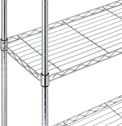 5-Shelf Adjustable Heavy Duty Steel Wire Rack, Space Saving Storage Shelving Organizer for Kitchen, Garage, No-Tool Assembly, 350 lbs Weight Capacity, 36" x 14" x 72", Chrome