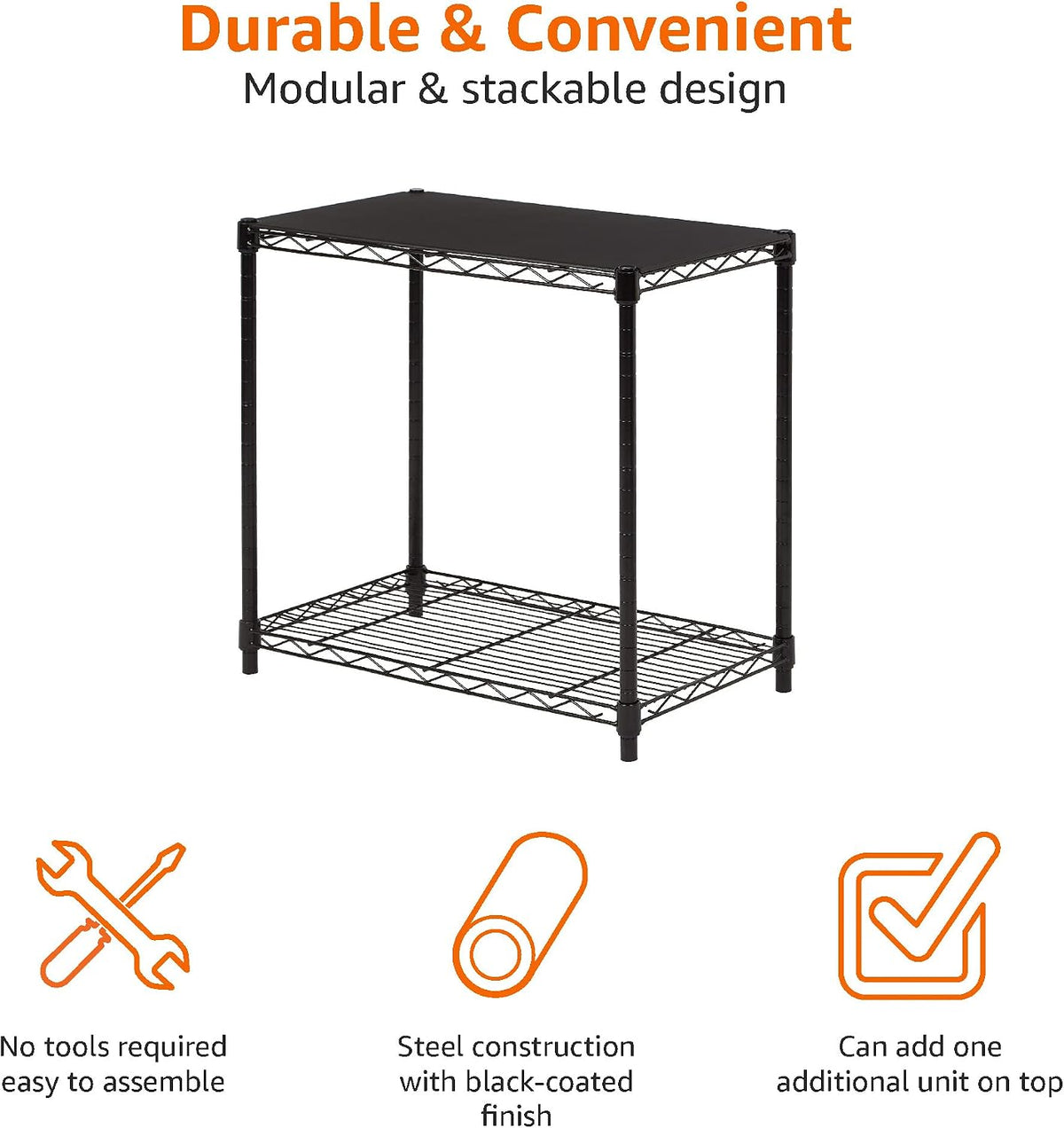 5-Shelf Adjustable Heavy Duty Steel Wire Rack, Space Saving Storage Shelving Organizer for Kitchen, Garage, No-Tool Assembly, 350 lbs Weight Capacity, 36" x 14" x 72", Chrome