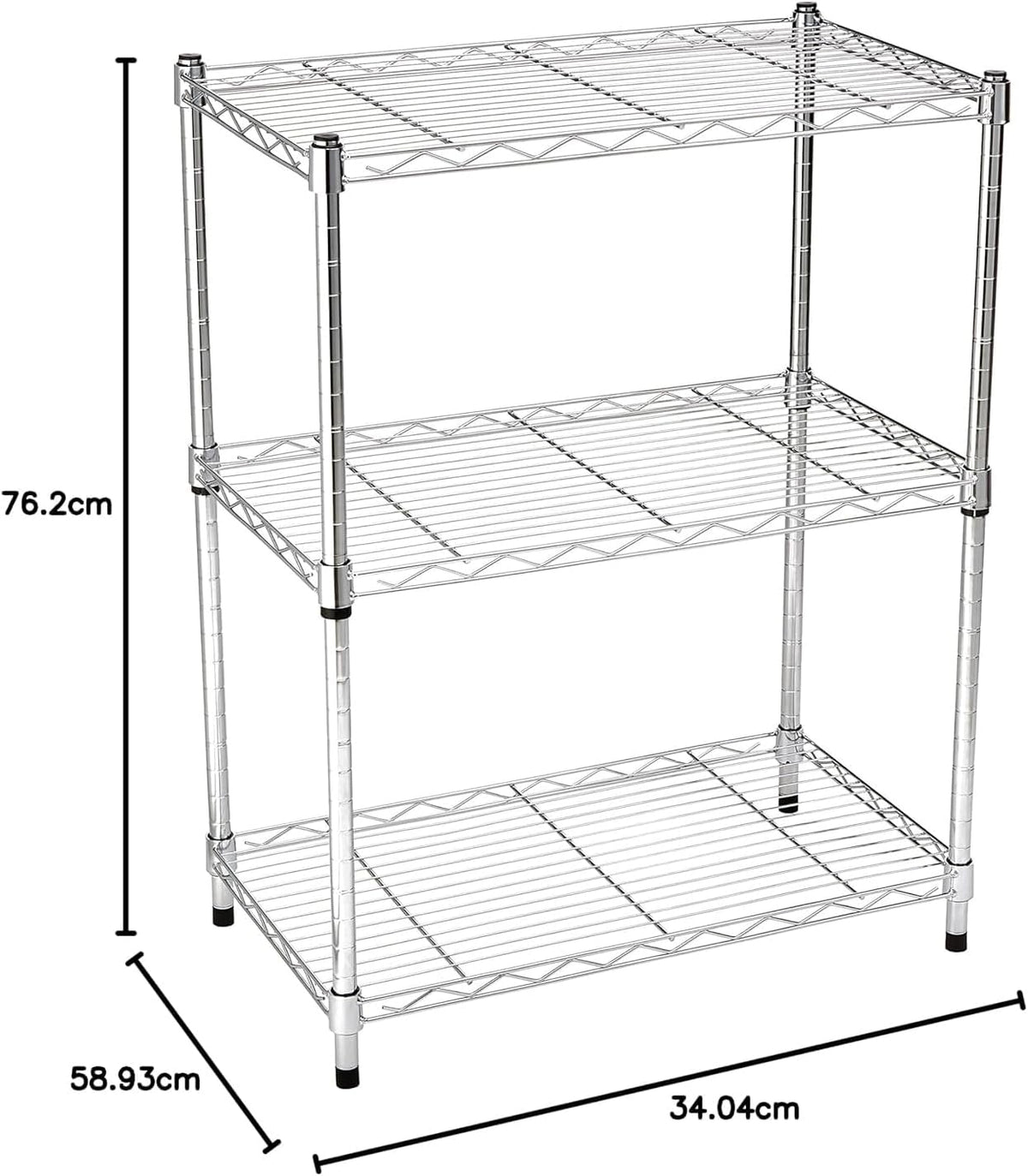 5-Shelf Adjustable Heavy Duty Steel Wire Rack, Space Saving Storage Shelving Organizer for Kitchen, Garage, No-Tool Assembly, 350 lbs Weight Capacity, 36" x 14" x 72", Chrome