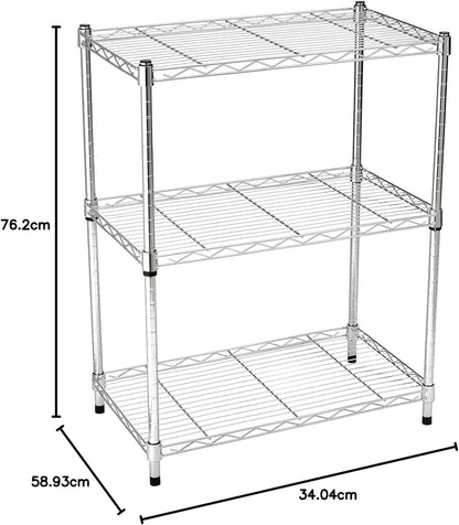 5-Shelf Adjustable Heavy Duty Steel Wire Rack, Space Saving Storage Shelving Organizer for Kitchen, Garage, No-Tool Assembly, 350 lbs Weight Capacity, 36" x 14" x 72", Chrome