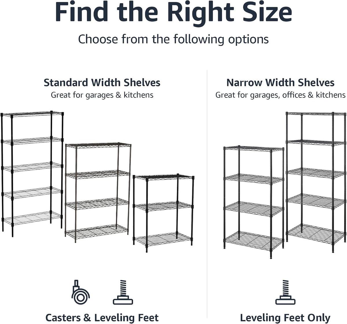 5-Shelf Adjustable Heavy Duty Steel Wire Rack, Space Saving Storage Shelving Organizer for Kitchen, Garage, No-Tool Assembly, 350 lbs Weight Capacity, 36" x 14" x 72", Chrome