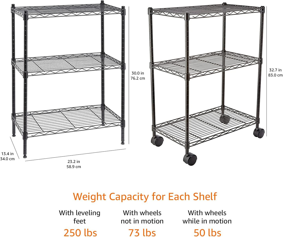 5-Shelf Adjustable Heavy Duty Steel Wire Rack, Space Saving Storage Shelving Organizer for Kitchen, Garage, No-Tool Assembly, 350 lbs Weight Capacity, 36" x 14" x 72", Chrome