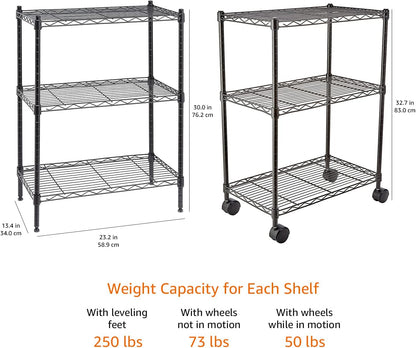 5-Shelf Adjustable Heavy Duty Steel Wire Rack, Space Saving Storage Shelving Organizer for Kitchen, Garage, No-Tool Assembly, 350 lbs Weight Capacity, 36" x 14" x 72", Chrome