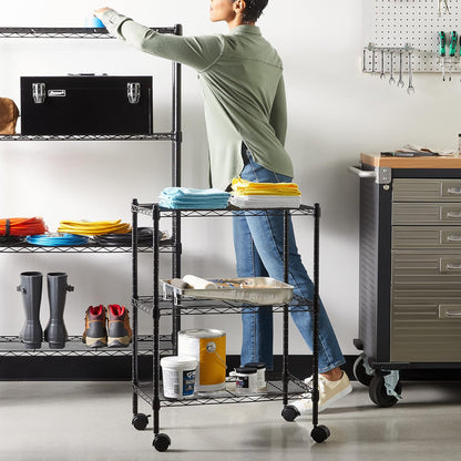 5-Shelf Adjustable Heavy Duty Steel Wire Rack, Space Saving Storage Shelving Organizer for Kitchen, Garage, No-Tool Assembly, 350 lbs Weight Capacity, 36" x 14" x 72", Chrome