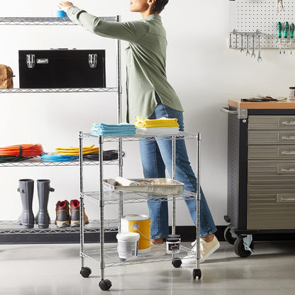 5-Shelf Adjustable Heavy Duty Steel Wire Rack, Space Saving Storage Shelving Organizer for Kitchen, Garage, No-Tool Assembly, 350 lbs Weight Capacity, 36" x 14" x 72", Chrome
