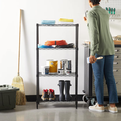 5-Shelf Adjustable Heavy Duty Steel Wire Rack, Space Saving Storage Shelving Organizer for Kitchen, Garage, No-Tool Assembly, 350 lbs Weight Capacity, 36" x 14" x 72", Chrome