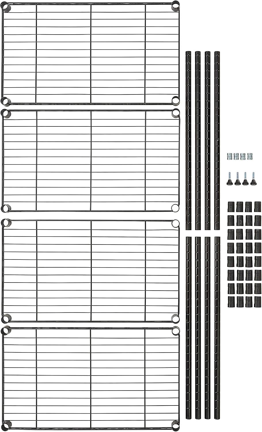 5-Shelf Adjustable Heavy Duty Steel Wire Rack, Space Saving Storage Shelving Organizer for Kitchen, Garage, No-Tool Assembly, 350 lbs Weight Capacity, 36" x 14" x 72", Chrome