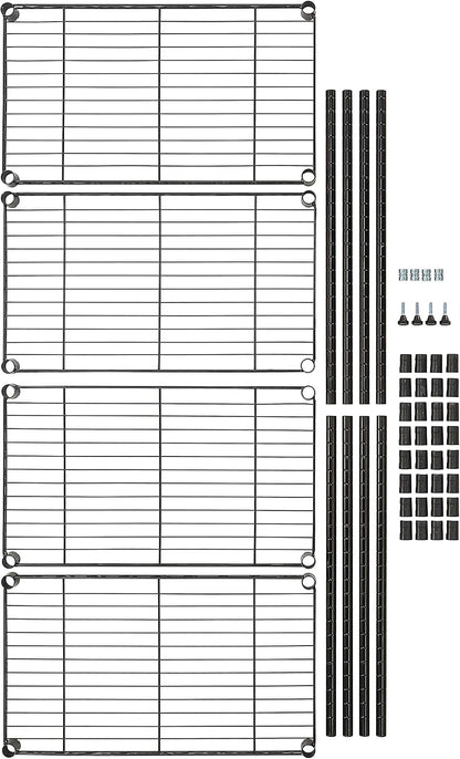 5-Shelf Adjustable Heavy Duty Steel Wire Rack, Space Saving Storage Shelving Organizer for Kitchen, Garage, No-Tool Assembly, 350 lbs Weight Capacity, 36" x 14" x 72", Chrome