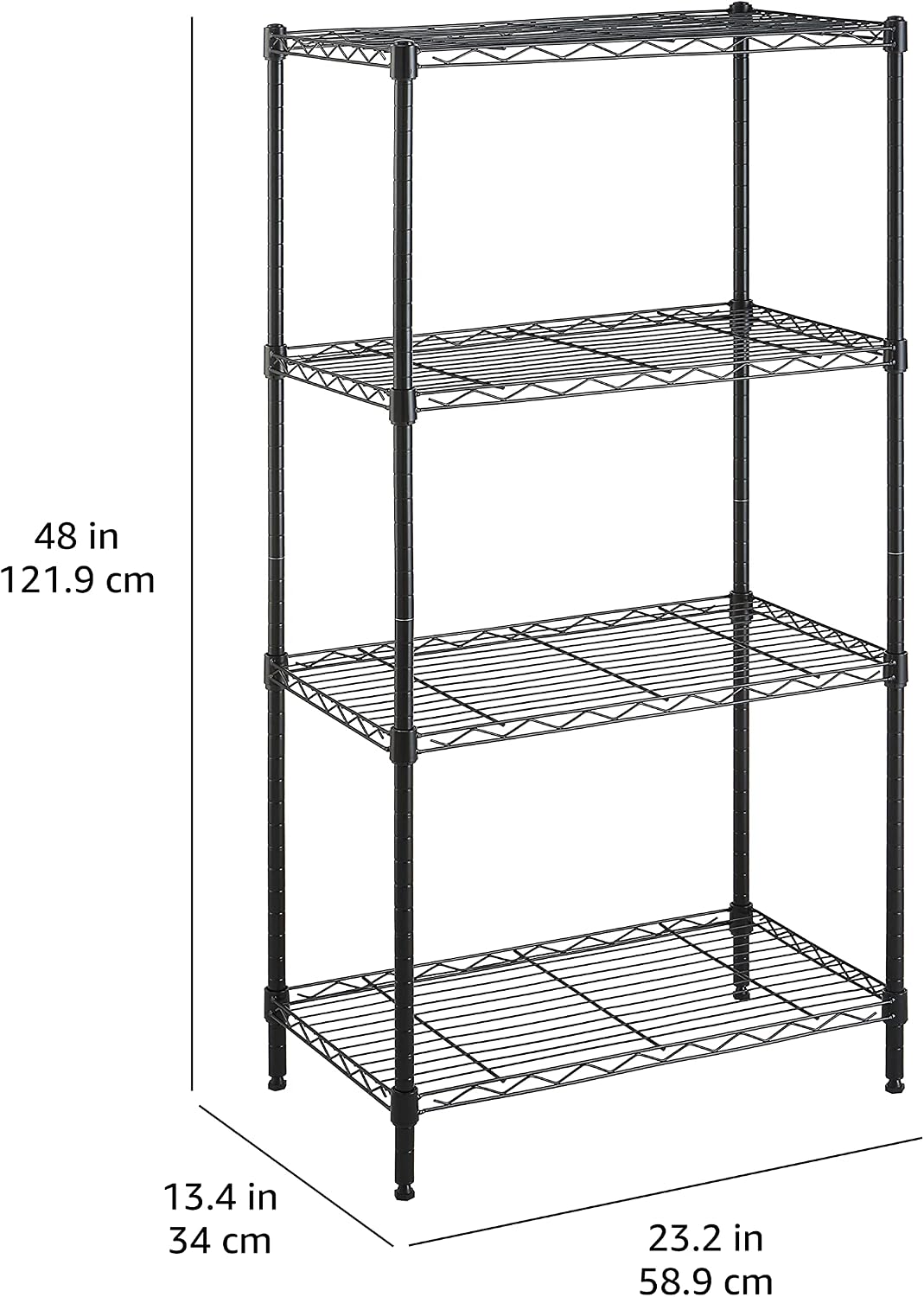 5-Shelf Adjustable Heavy Duty Steel Wire Rack, Space Saving Storage Shelving Organizer for Kitchen, Garage, No-Tool Assembly, 350 lbs Weight Capacity, 36" x 14" x 72", Chrome