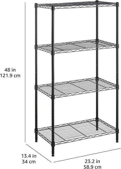 5-Shelf Adjustable Heavy Duty Steel Wire Rack, Space Saving Storage Shelving Organizer for Kitchen, Garage, No-Tool Assembly, 350 lbs Weight Capacity, 36" x 14" x 72", Chrome