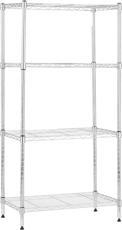 5-Shelf Adjustable Heavy Duty Steel Wire Rack, Space Saving Storage Shelving Organizer for Kitchen, Garage, No-Tool Assembly, 350 lbs Weight Capacity, 36" x 14" x 72", Chrome