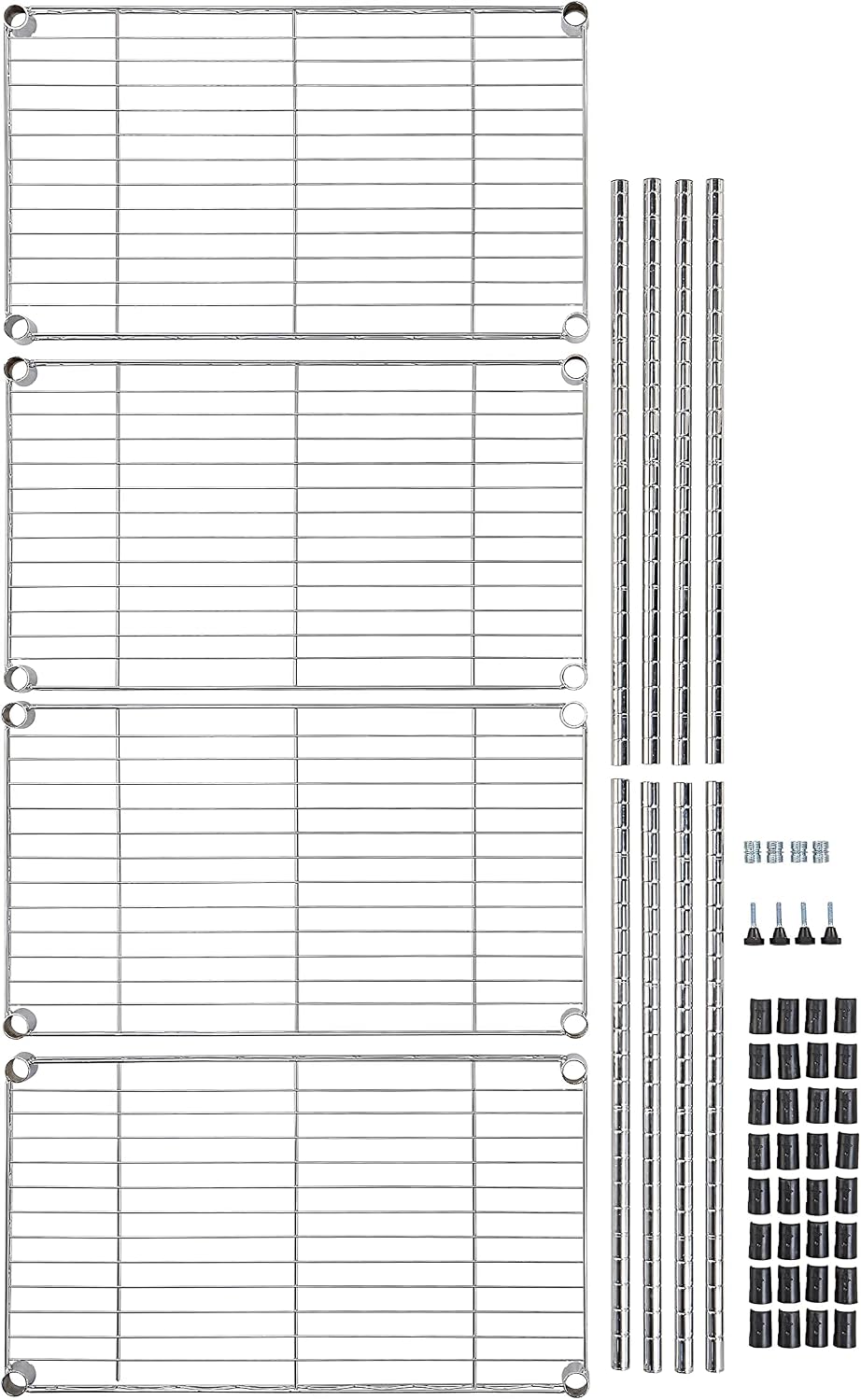 5-Shelf Adjustable Heavy Duty Steel Wire Rack, Space Saving Storage Shelving Organizer for Kitchen, Garage, No-Tool Assembly, 350 lbs Weight Capacity, 36" x 14" x 72", Chrome