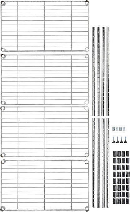 5-Shelf Adjustable Heavy Duty Steel Wire Rack, Space Saving Storage Shelving Organizer for Kitchen, Garage, No-Tool Assembly, 350 lbs Weight Capacity, 36" x 14" x 72", Chrome