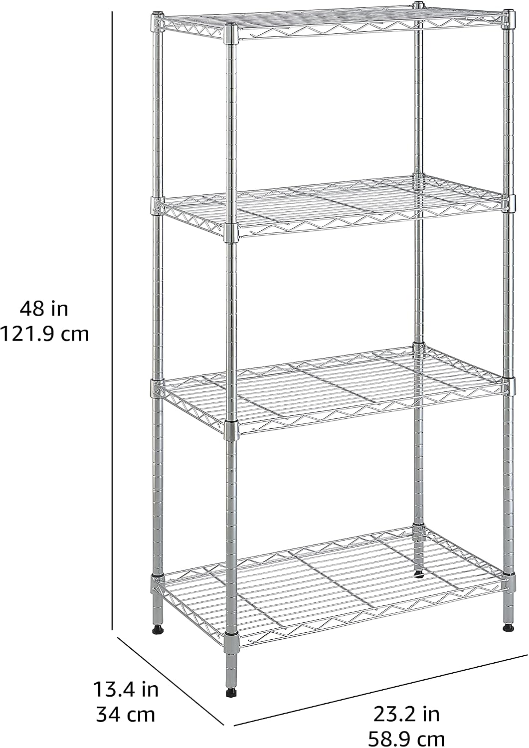 5-Shelf Adjustable Heavy Duty Steel Wire Rack, Space Saving Storage Shelving Organizer for Kitchen, Garage, No-Tool Assembly, 350 lbs Weight Capacity, 36" x 14" x 72", Chrome